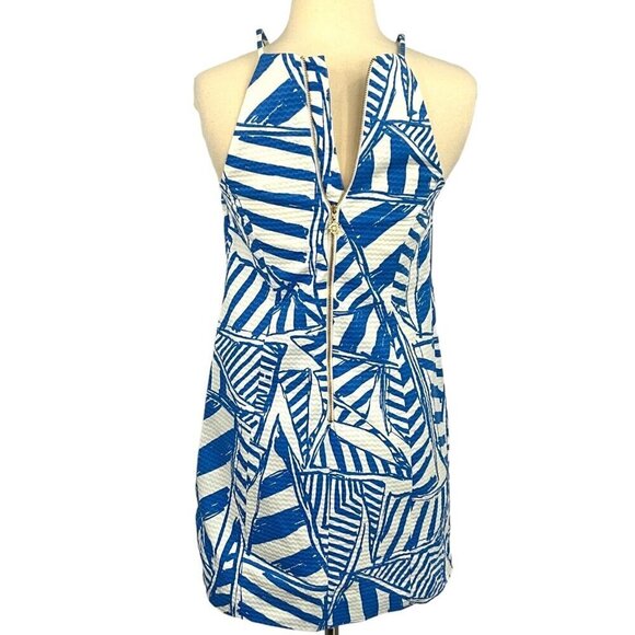 Lilly Pulitzer Size 0 Annabelle Bay Blue Yacht Sea Rope Lace Shift Dress - Picture 7 of 11